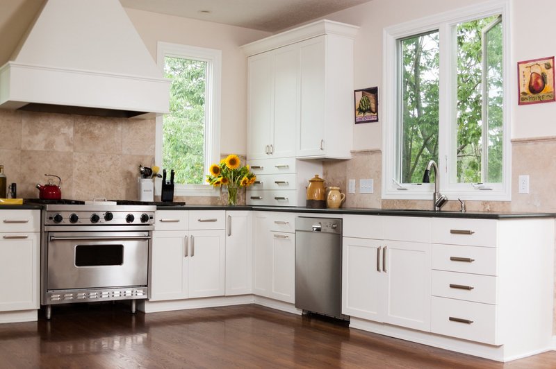 hardwood flooring in a traditional style kitchen